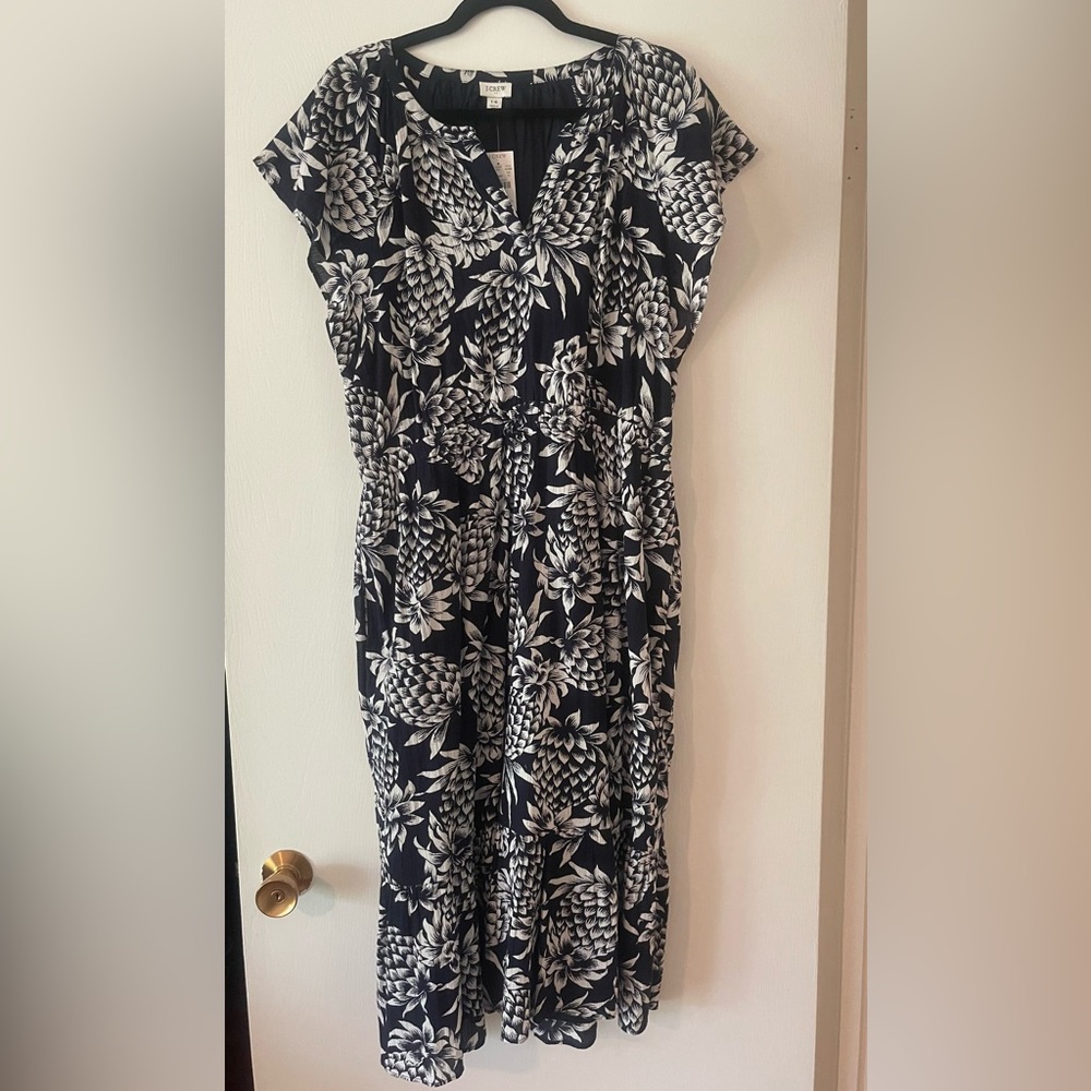 J. Crew lined cotton midi dress with ruffle tier